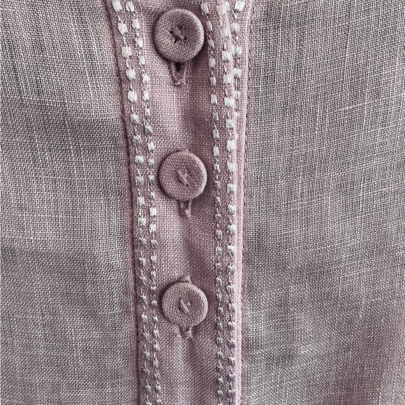 British India 100% Linen Split Neck Tunic in Lilac - Picture 2 of 5